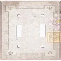 WorldAcc Metal Light Switch Plate Outlet Cover (Victorian Vintage Elegant Pink Rose White Frame  - Single Toggle)
