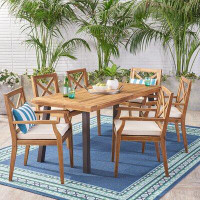 Breakwater Bay Hannes Outdoor 7 Piece Dining Set with Cushions