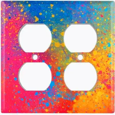 WorldAcc Metal Light Switch Plate Outlet Cover (Paint Graffiti Colourful Rainbow Splatter   - Single Toggle)
