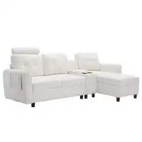 Homaapack Modern & Contemporary Upholstered L-Shaped Sectional Sofa with Cup Holders and Storage Chaise