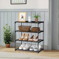 Wrought Studio 4-Tier Small Shoe Rack, Narrow Stackable Shoe Shelf Storage Organizer, Sturdy Metal Expandable Free Stand