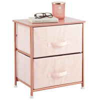 mDesign Rebrilliant 2 Drawer Dresser End Table Night Stand Furniture, Linen/Tan/Natural