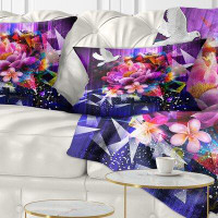 Made in Canada - The Twillery Co. Corwin Abstract Floral Design with Dove Lumbar Pillow