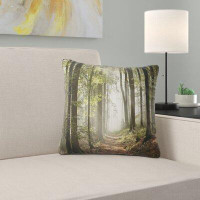 East Urban Home Fall Forest with Sun Rays Landscape Photography Pillow