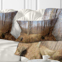 Made in Canada - East Urban Home Forest Scenery with Bare Trees Lumbar Pillow