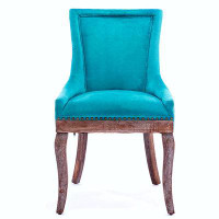 Rosalind Wheeler Ultra Side Dining ChairThickened Fabric Chairs With Neutrally Toned Solid Wood Legs Bronze Nail HeadSet