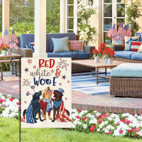 The Holiday Aisle® Gotelind Patriotic 4Th Of July Dogs Garden Flag 12X18 Inch Double Sided, Memorial Day Independence Da