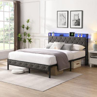 Wrought Studio Upholstered Platform Bed With LED Lights