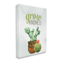 Stupell Industries Grow Kindness Calligraphy Phrase Potted Cactus Plants Canvas Wall Art By Kim Allen