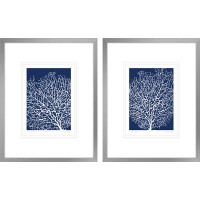 Longshore Tides 'Navy Coral I, Navy Coral II' by Berg Sabine 2 Piece Framed Graphic Art