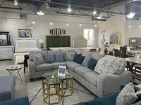 Spring Sale!!  Alberta Made Beautiful Grey Sectional w/9 toss cushions