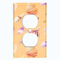 WorldAcc Metal Light Switch Plate Outlet Cover (Sea Shell Clam Orange  - Single Duplex)