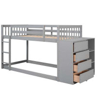 Harriet Bee Twin Over Twin Bunk Bed With 4 Drawers And 3 Shelves