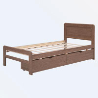 Ebern Designs Modern Design Twin Size Platform Bed Frame with 2 Drawers