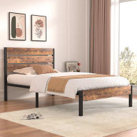 Steelside™ Alicia Platform Bed Frame with Wood Headboard and Footboard No Box Spring Needed