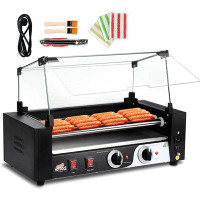 LIANQIAN Electric 12 Hot Dog 5 Roller Grill Cooker Machine with Cover 1000W Stainless
