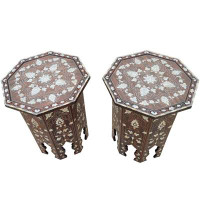 The Moroccan Room Syrian Glass Pedestal End Table Set