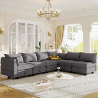 Latitude Run® Modular Sectional Sofa with Reversible Chaise and Storage Seat