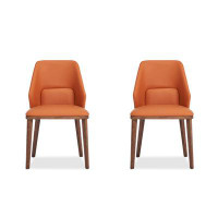 WONERD 33.07"Orange+Nut-brown Solid back side Chair(Set of 2)
