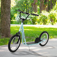 YOUTH SCOOTER STREET KICK SCOOTER FOR TEENS KIDS RIDE ON TOY W/ 16 INFLATABLE WHEEL DUAL BRAKES FOR 5+ YEAR OLD