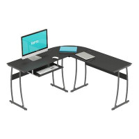 Mohawk Group RIF6 L Shaped Modern Computer Office Desk w/ Keyboard Tray, Easy Assembly