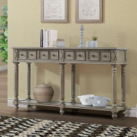 Astoria Grand Retro Console Table Entryway Table 58" Long Sofa Table With 2 Drawers In Same Size And Bottom Shelf For St