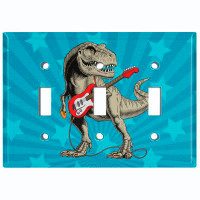WorldAcc Metal Light Switch Plate Outlet Cover (Dinosaur T-Rex Guitar Blue Star - Single Toggle)
