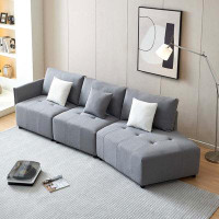 Latitude Run® 120'' Teddy Fabric Sofa, Modern Modular Sectional Couch, Button Tufted Seat Cushion