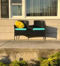 Outdoor Wicker Patio Conversation Furniture Set Bench