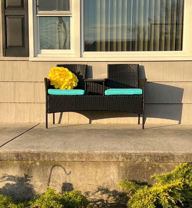 Outdoor Wicker Patio Conversation Furniture Set Bench in Patio & Garden Furniture