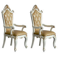 Plethoria Deveraux Butterscotch And Antique Pearl Arm Chairs With Tufted Back