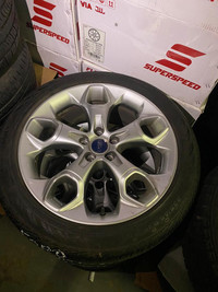 FOUR LIKE NEW 19 INCH OEM FORD ESCAPE WHEELS 5X108 WITH 235 45 R19 CONTINENTAL CONTIPROCONTACT
