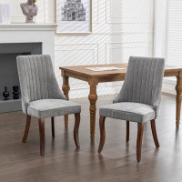 Red Barrel Studio Rayon Cloth Flocking Linen Dining Chairs Set of 2