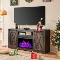 My Lux Decor Fireplace TV Stand With Sliding Barn Door For Tvs Up To 73", Farmhouse 63 Entertainment Centre With Storage