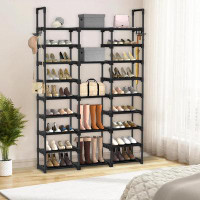 Rebrilliant 9 Tiers Shoe Rack Shoe Organizer Storage With Non-Woven Fabric Tall Shoe Shelf Shoe Stand Holds 50-55 Pairs