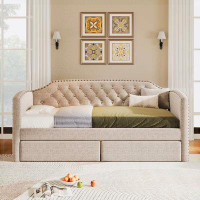 Red Barrel Studio Upholstered Daybed with Drawers