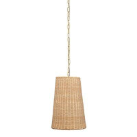 Bayou Breeze Pendant With Woven Rattan Shade And Chain, Teal Blue