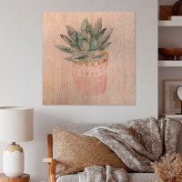 Bungalow Rose Cactus And Succulent House Plants II - Farmhouse Wood Wall Art Décor - Natural Pine Wood