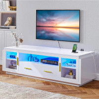 Latitude Run® Latitude Run® 70" Led Tv Stand For Tvs Up To 75" With Power Outlets, Modern Media Console Table With Stora