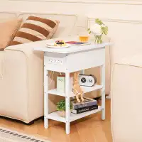 Latitude Run® Latitude Run® End Table With Charging Station, Flip Top Side Table With USB Ports And Outlets, Sofa Couch