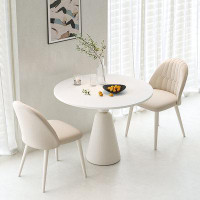 George Oliver 4 - Person Round Sintered Stone Tabletop White Dining Table Set