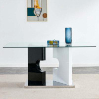 Latitude Run® Large Modern Simple Glass Dining Table