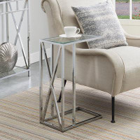 Wrought Studio Damore Glass Top C End Table with Metal Frame