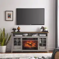 Red Barrel Studio 55 Inch TV Media Stand With Electric Fireplace KD Inserts Heater