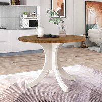 House On Tree Mid-Century Solid Wood  Round Dining Table for Small Places