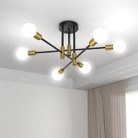 George Oliver 6-lights Black Gold Semi Flush Mount Ceiling Light Fixture