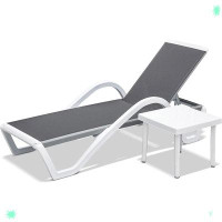 Ebern Designs Patio Chaise Lounge Adjustable Aluminum Pool Lounge Chairs
