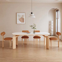 RARLON Log cream style light luxury modern home rock slab rectangular dining table and chair combination