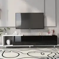 17 Stories Naftuly Modern Design TV stand with 2 Storage Cabinets and Drawer,TV Console Table Media Cabinet,for Living