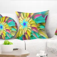 East Urban Home Designart 'Multi Colour Stained Glass Spirals' Floral Throw Pillow